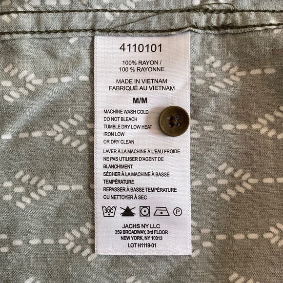 Jachs Girlfriend green and white short sleeve blouse size M 100% Rayon - Picture 7 of 9